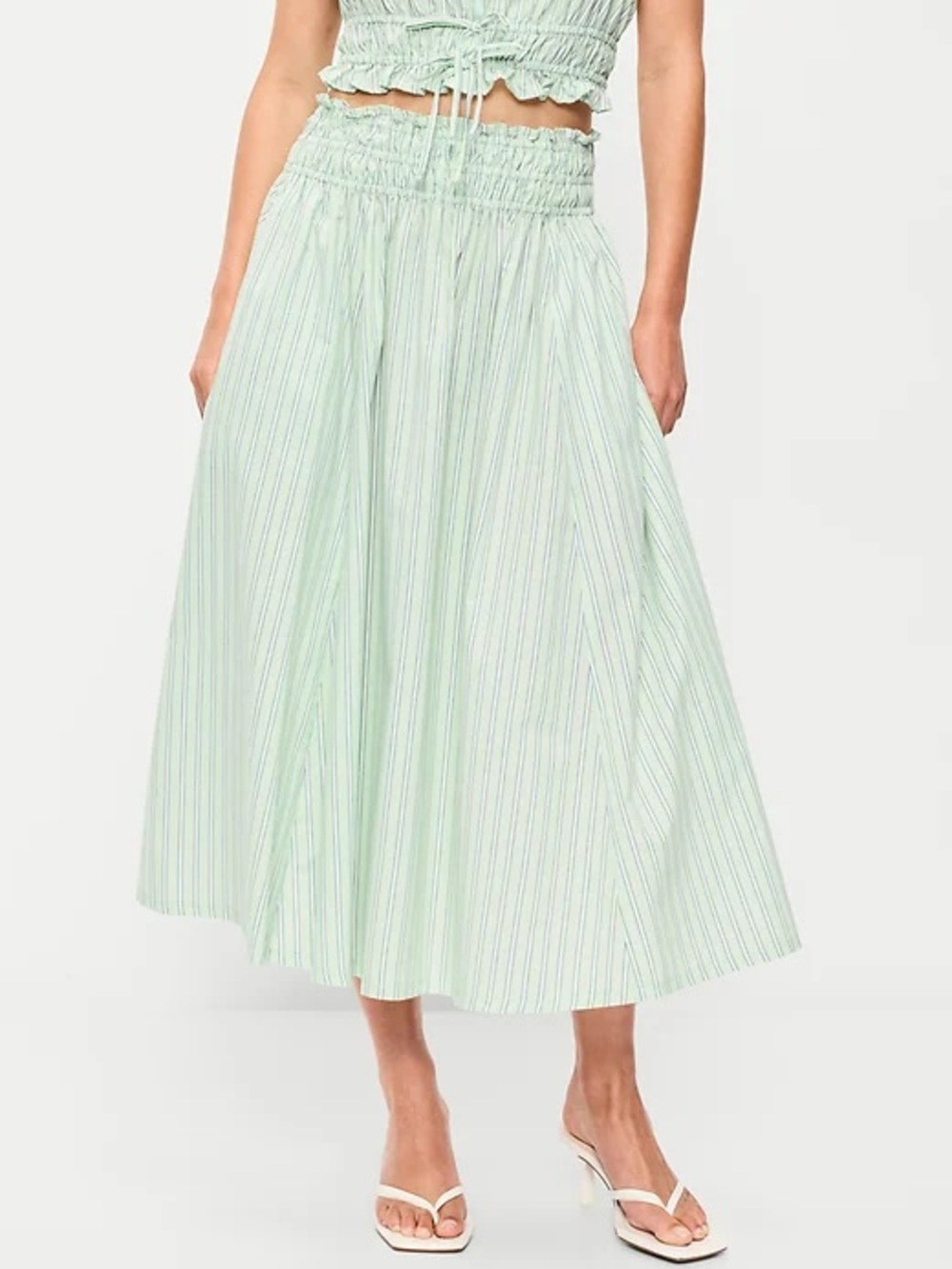 NEW Old Navy Smocked-Waist Midi Skirt